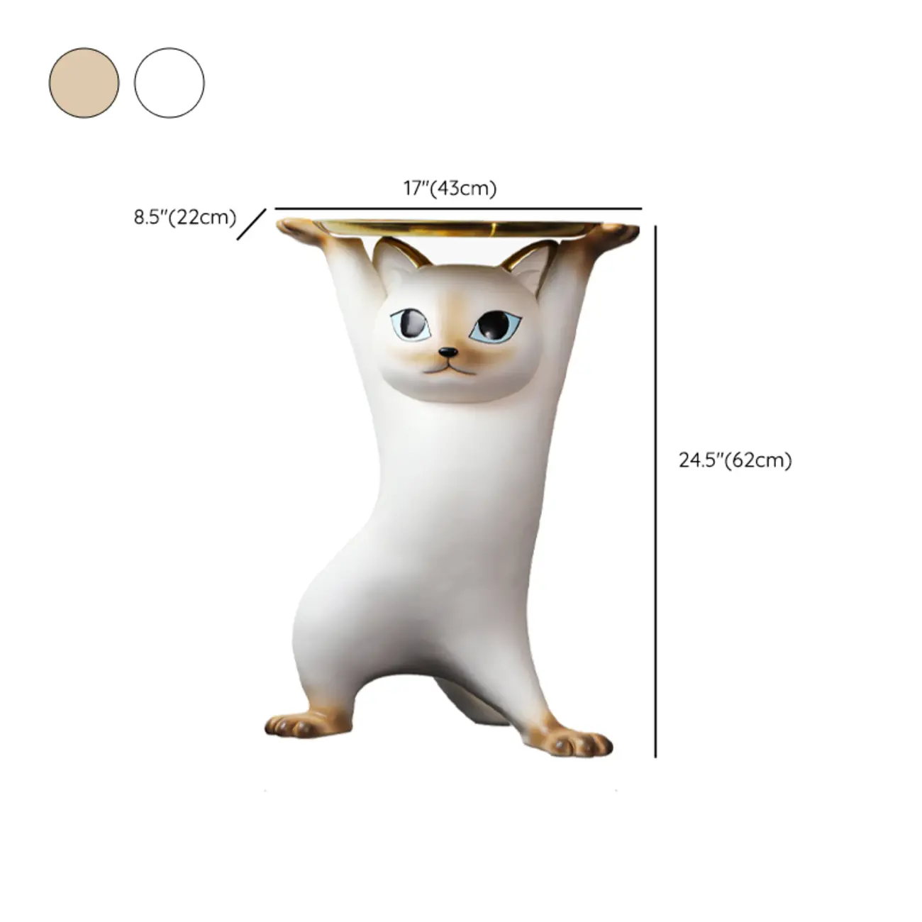 Modern Cute Cat-Shaped Golden Round Top Side Table