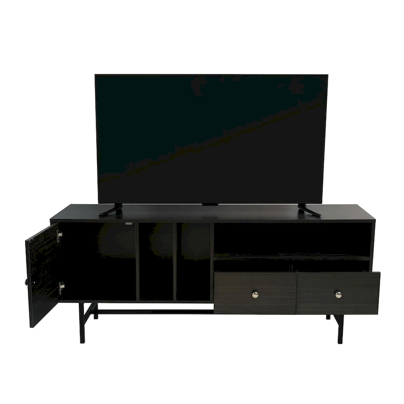 Rochester 2-Drawer 4-Shelf TV Stand Credenza with Iron Legs