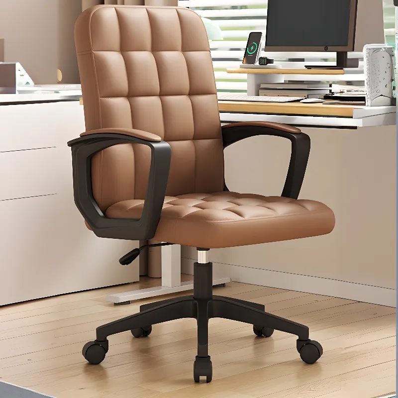 Modern Black Faux Leather Adjustable Swivel Office Chair
