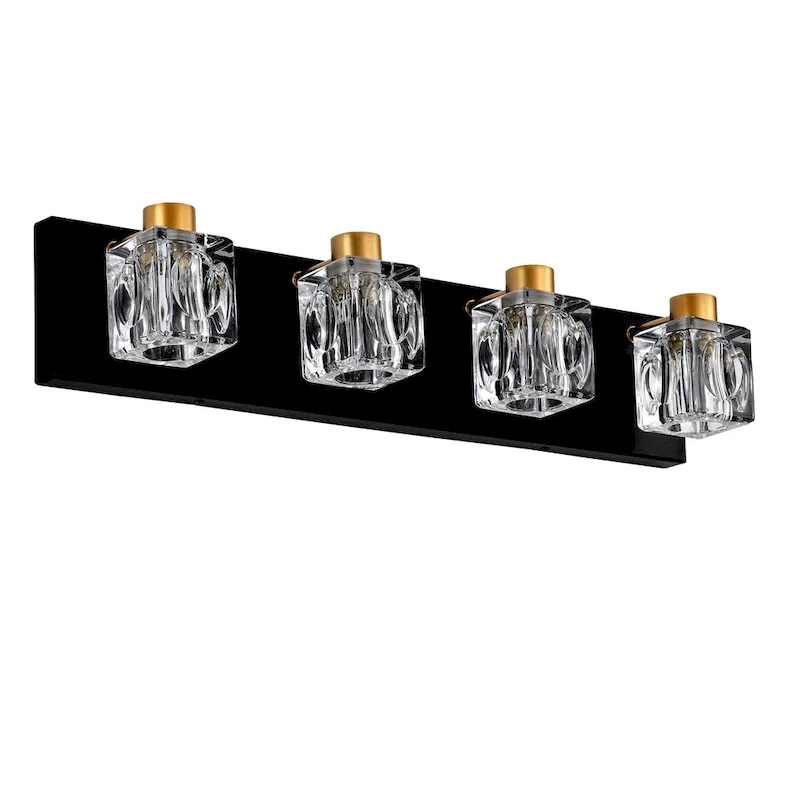 Modern Vanity Lights with Crystal Glass Shade - Gold