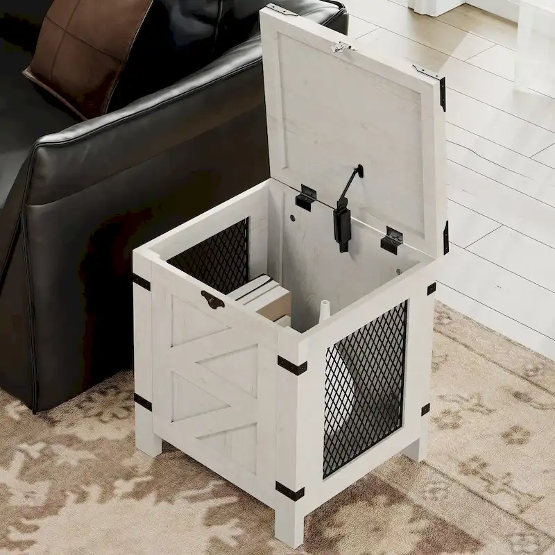 WAMPAT Lift Top End Table,Nightstand with Rustic Lock