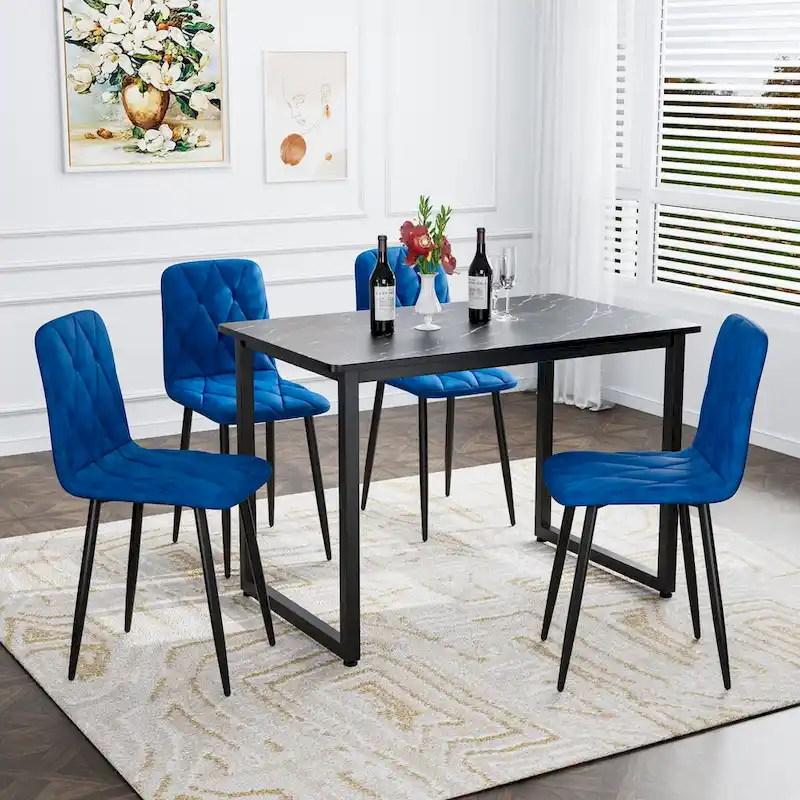 Dining Chairs Set of 4, Modern Kitchen Dining Room Chairs, PU Dining Chair Upholstered Cushion Seat and Sturdy Metal Legs