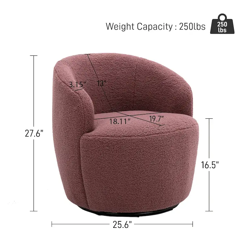 Ouyessir Modern Teddy Upholstered Swivel Barrel Chair(Set of 2)