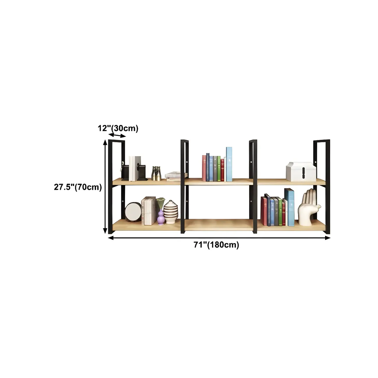 Industrial Wall-Mounted 3-Tier Wood Display Shelf