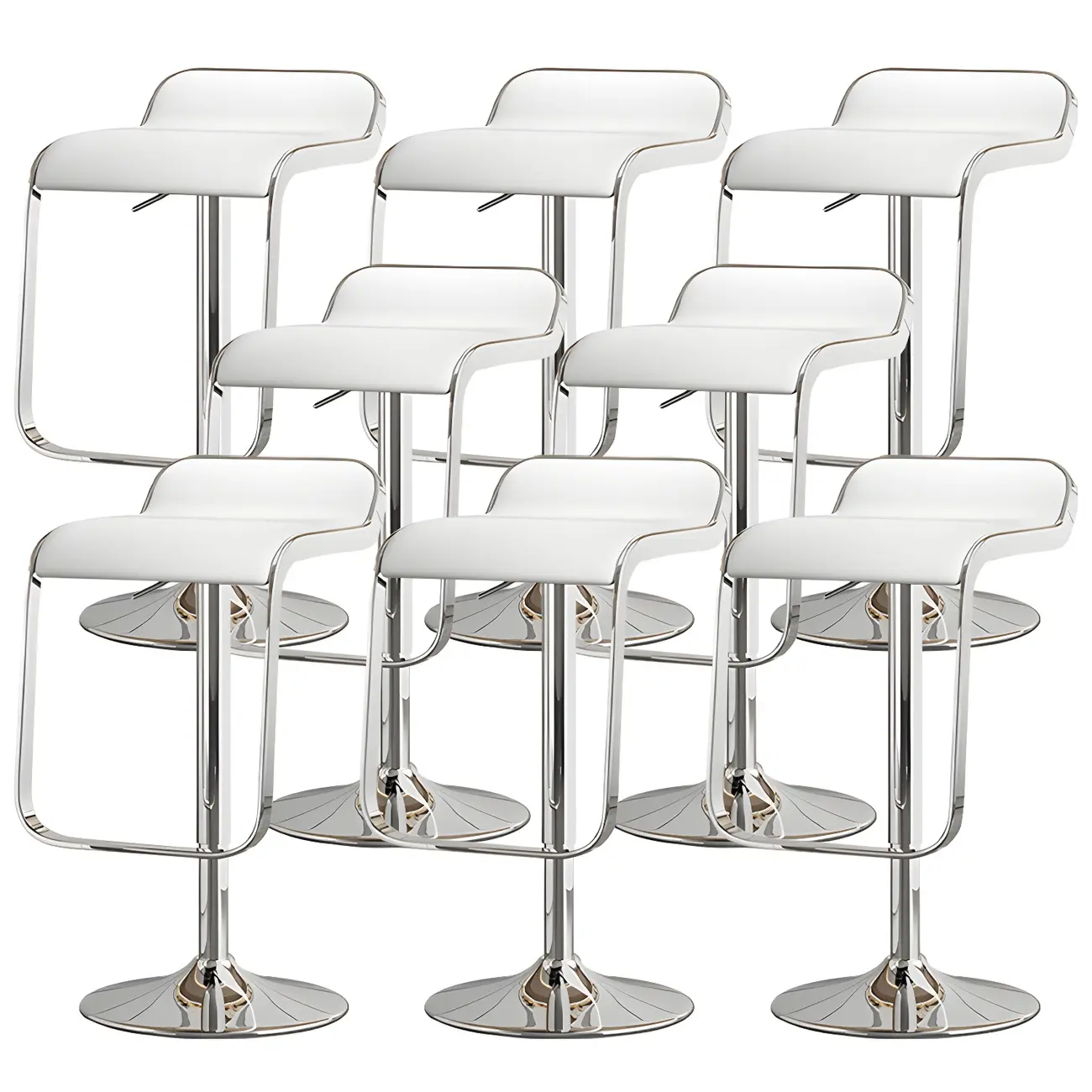Leather Low Back Metal Adjustable Swivel Bar Stools