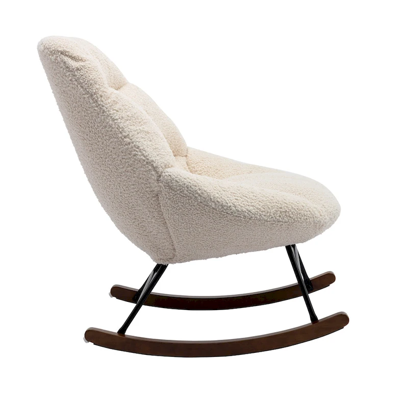 Tufted Upholstered Padded Seat Rocking Chair-Boucle