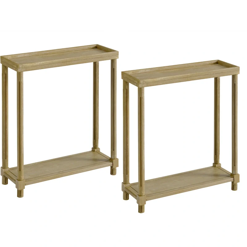 New Ridge Home Goods Harrison Narrow Side Tables, Set of 2, Distressed Oak