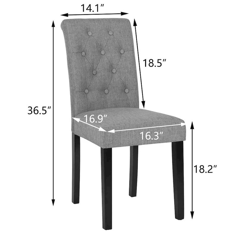 Fabric Upholstery Button Tufted Dining Chairs Set of 2