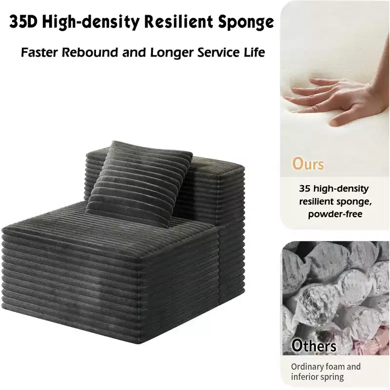 Whisen Modular Sectional Sofa with Chaise, L Shaped Cloud Couch, No Assembly Required