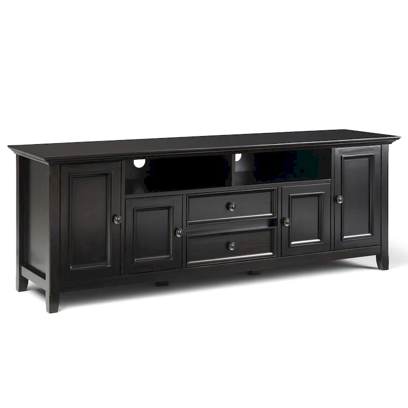 WYNDENHALL Halifax 72 inch Wide Solid Wood Transitional TV Stand - 72w x 19d x 26 h