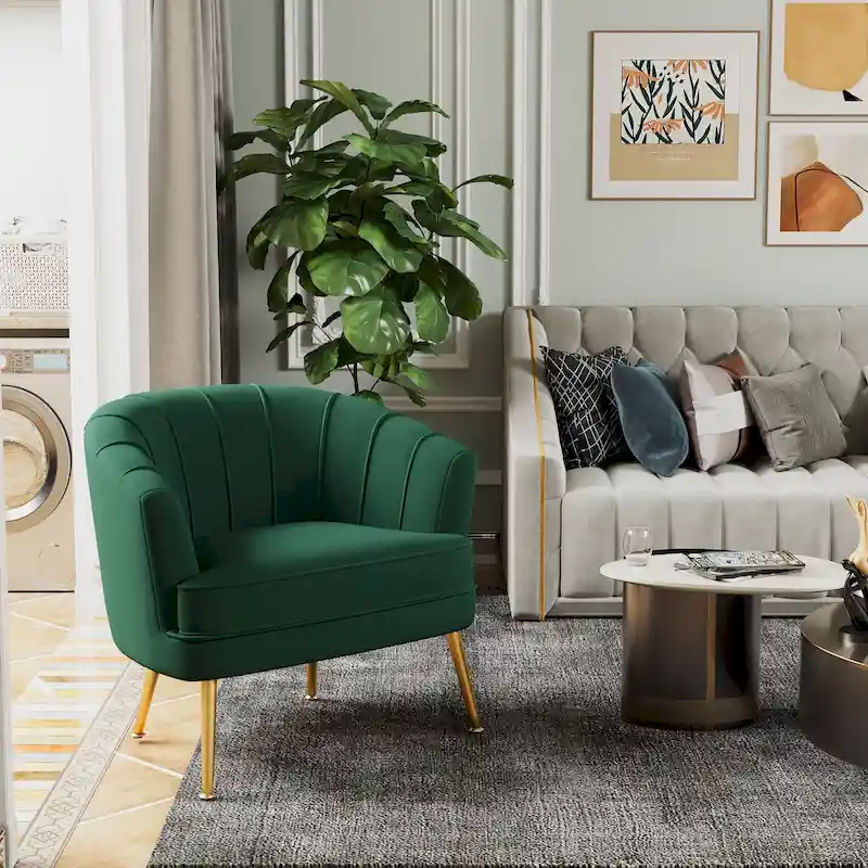 Velvet Accent Chairs for Living Room Bedroom Office Leisure Upholstered Single Sofa Chair