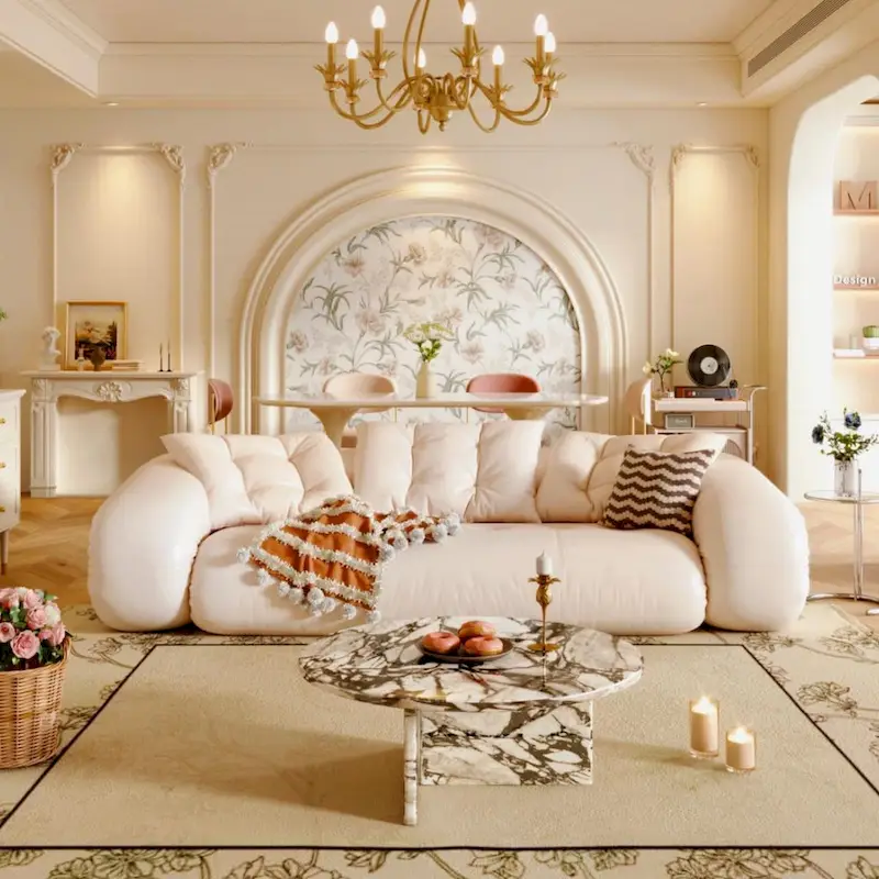 JASIWAY Modern Convertible Sleeper Sofa Chair Bed, White