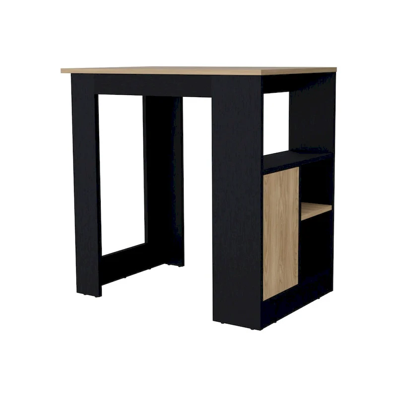 Arial Kitchen island in melamine,black/natural Oak