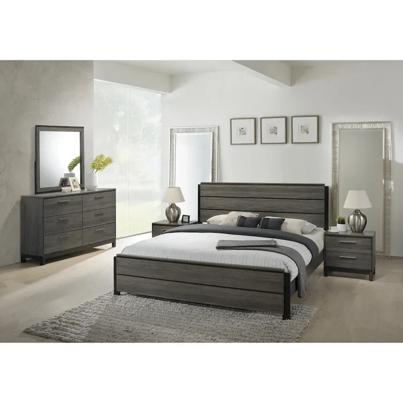 Ioana 187 Antique Grey Wood Bed Room Set