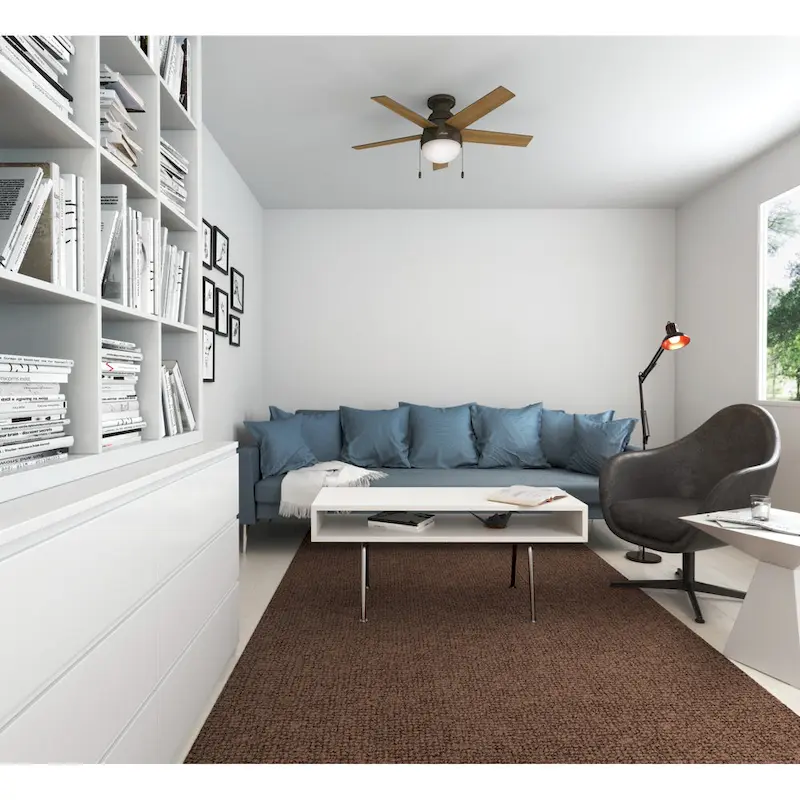 Hunter 46  Anslee Low Profile Ceiling Fan with LED Light Kit and Pull Chain - Silver