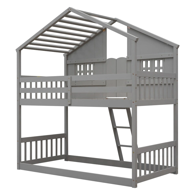 win over Twin House Bunk Bed with Roof