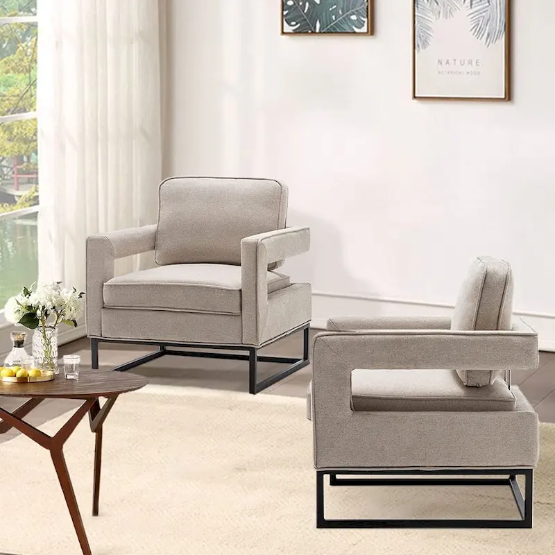 Modern Arm Accent Chair, Mid Century Living Room Chair Upholstered Lounge Chair
