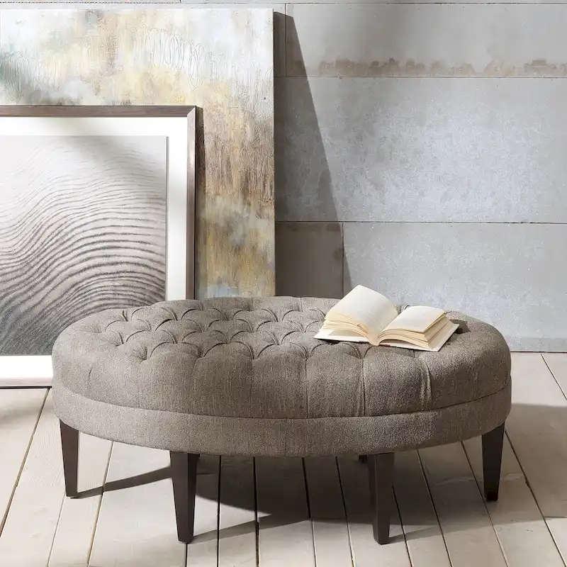 Madision Park Chase Surfboard Tufted Upholstered Ottoman with Solid Wood