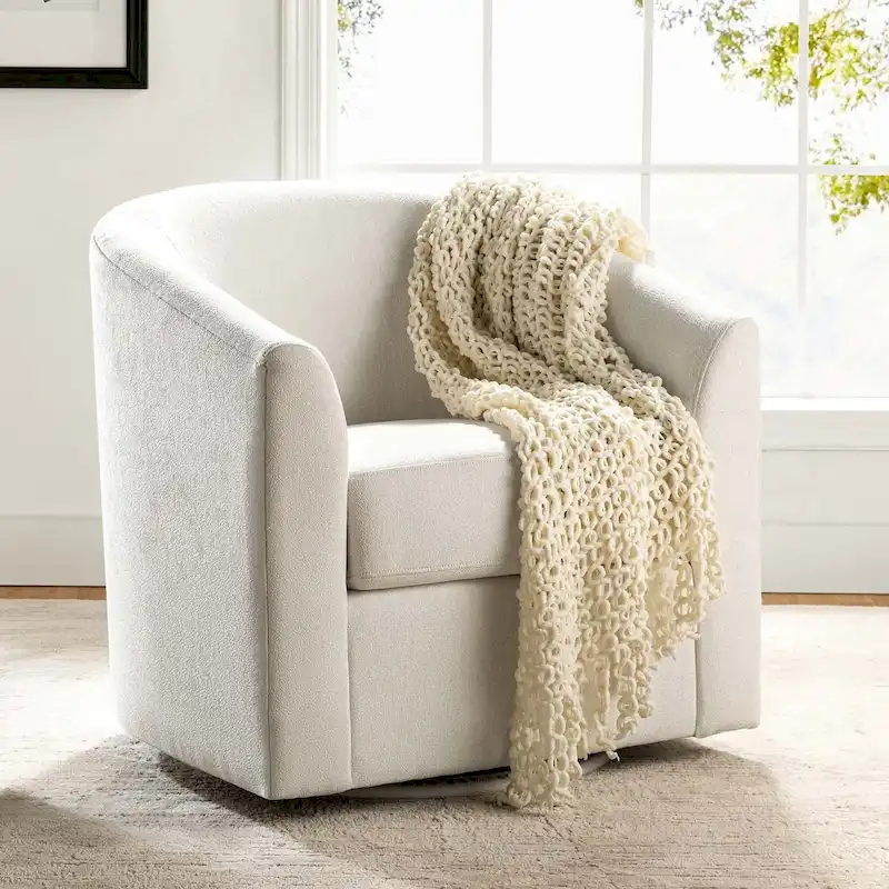 Cuenca Modern Upholstered Barrel Chair with Swivel Base