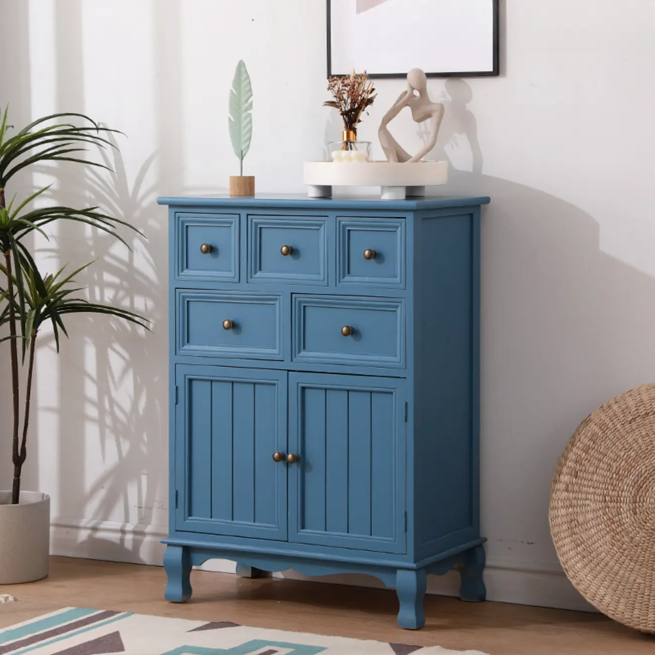 Rustic Brown Wood Accent Cabinet for Living Room Storage