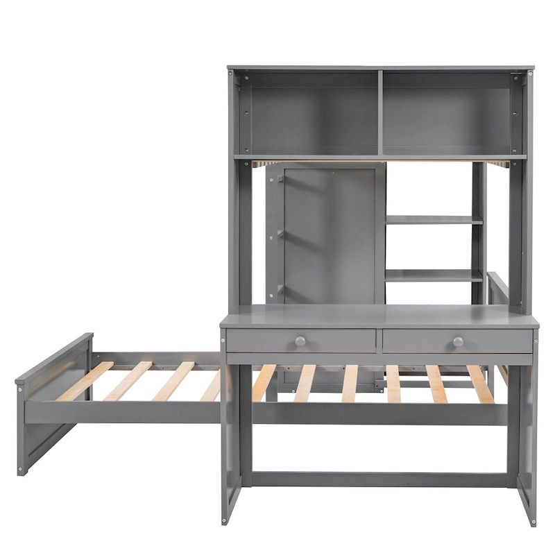 Twin over Twin Pine Loft Bed with Stand-alone