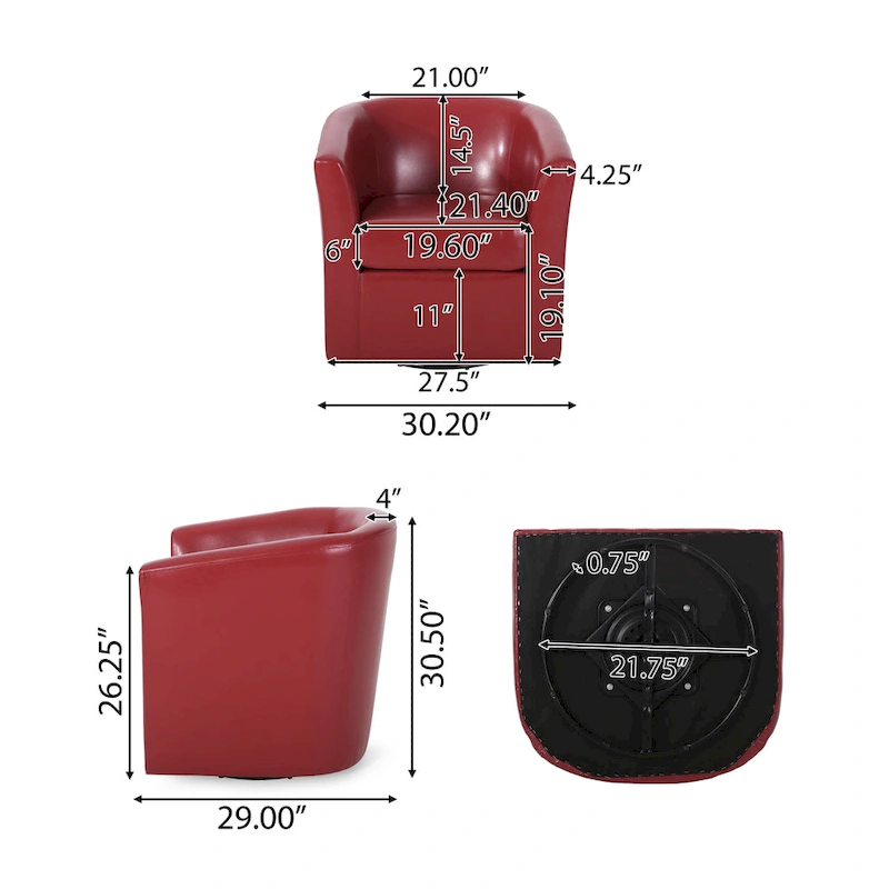 Daymian Swivel Club Chair by Christopher Knight Home - 29.00 D x 30.20 W x 30.50 H