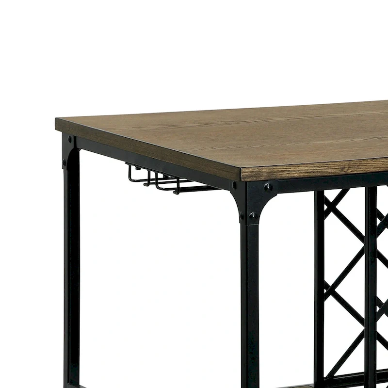 Industrial Medium Oak 48-inch Wide Metal Kitchen Island with Caster Wheels