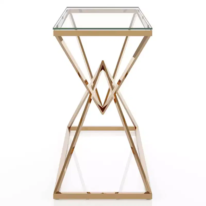 Justi Glass Top Sofa Table Gold Plating - miBasics: Steel Frame, Entryway, Modern Design, 47.25"W