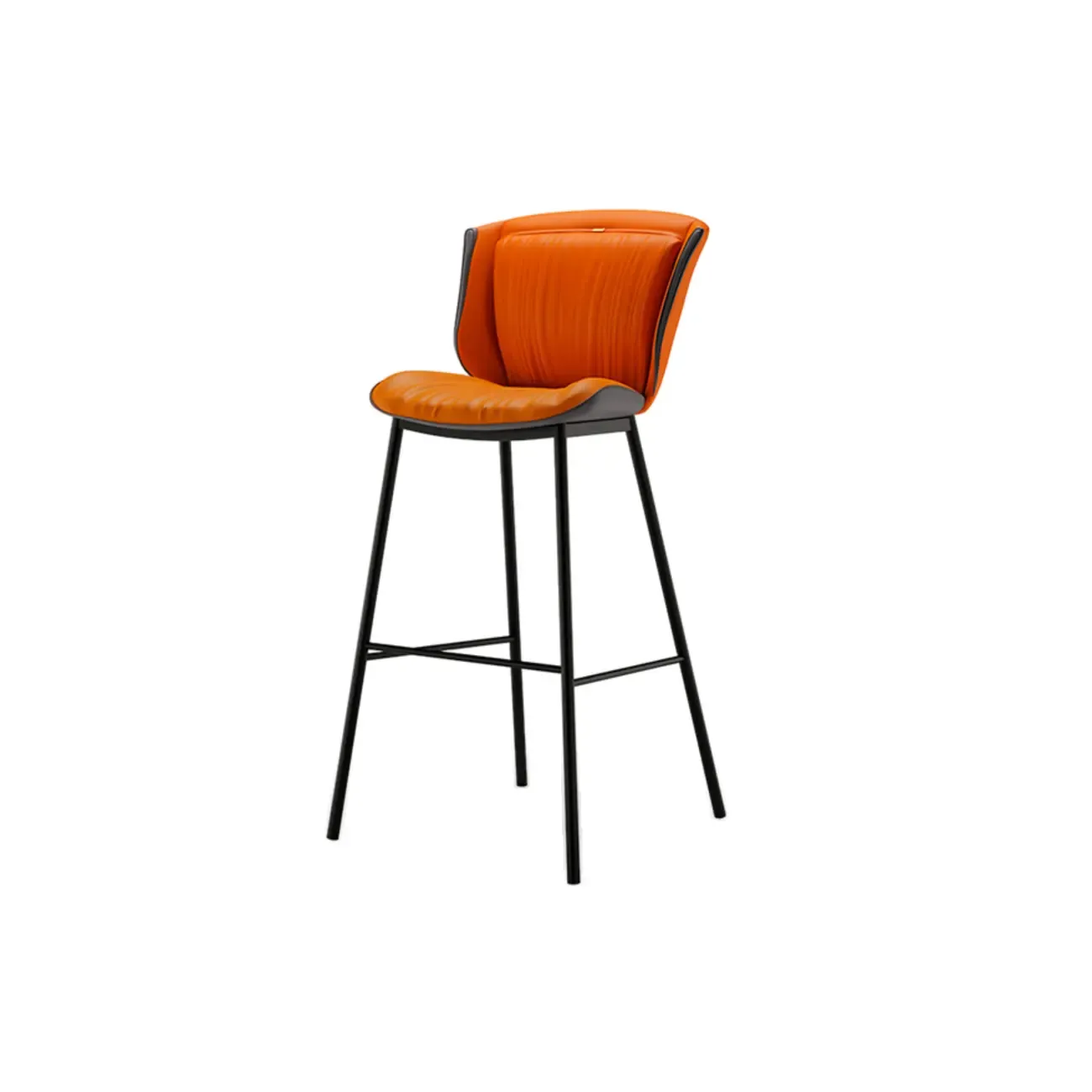 Modern Luxury Trapezoid Cushion Microfiber Leather Carbon Steel Bar Stool