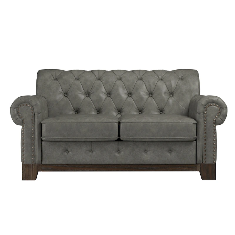 Greenwich Tufted Rolled Arm Nailhead Chesterfield Loveseat by iNSPIRE Q Artisan