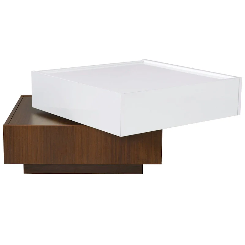 Square 360Rotating Coffee Table with 2 Drawers