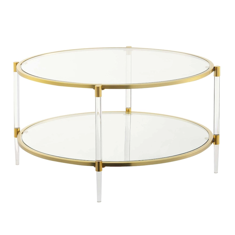 Convenience Concepts Royal Crest 2 Tier Acrylic Glass Coffee Table