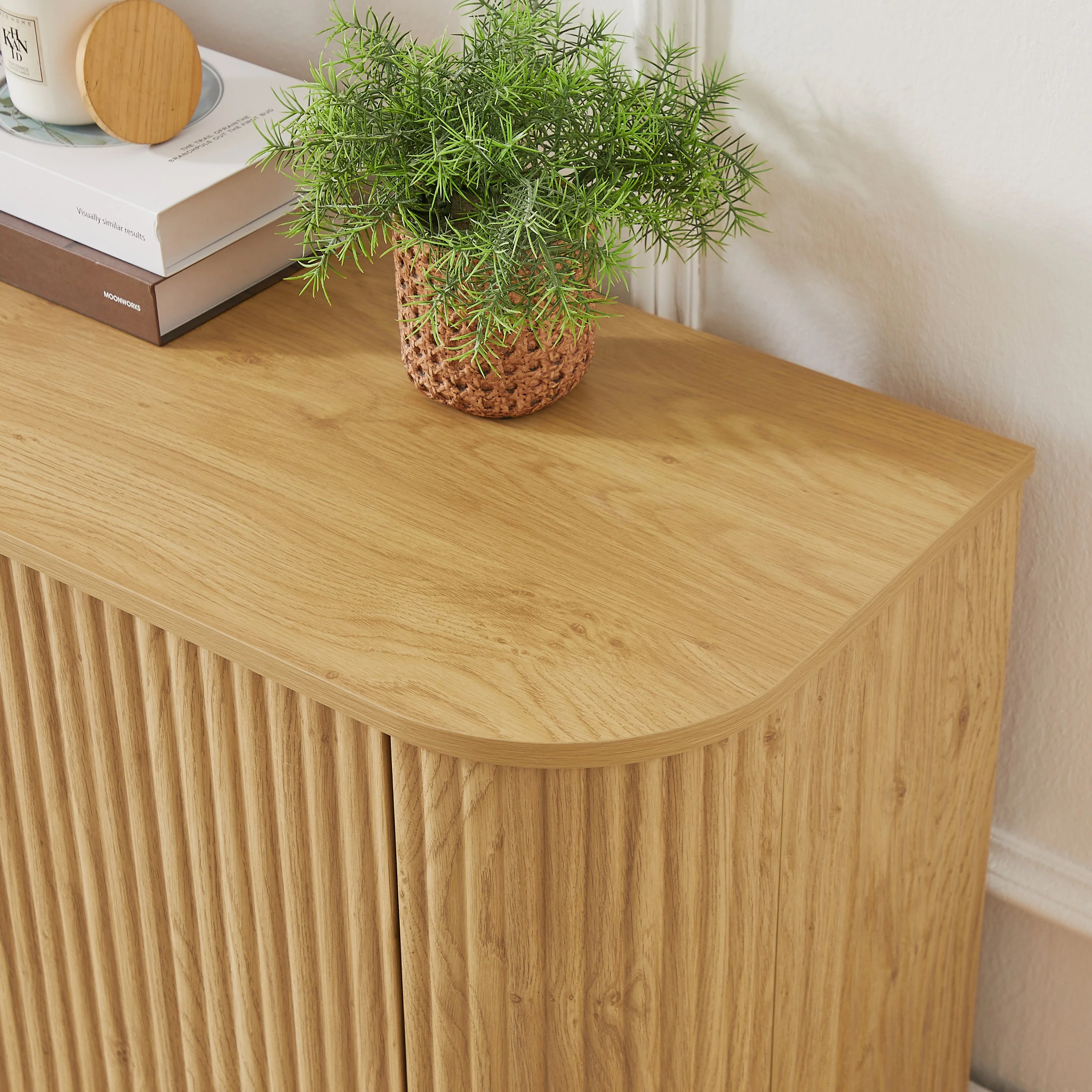 Modern Fluted Curve 58' Wine Rack Bar Cabinet / Sideboard