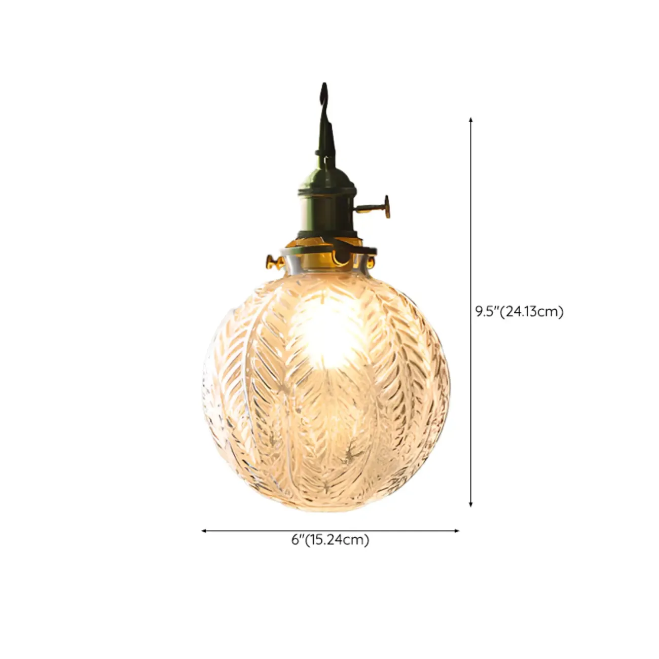 Modern Adjustable Gold Crakle Glass Globe Pendant Light