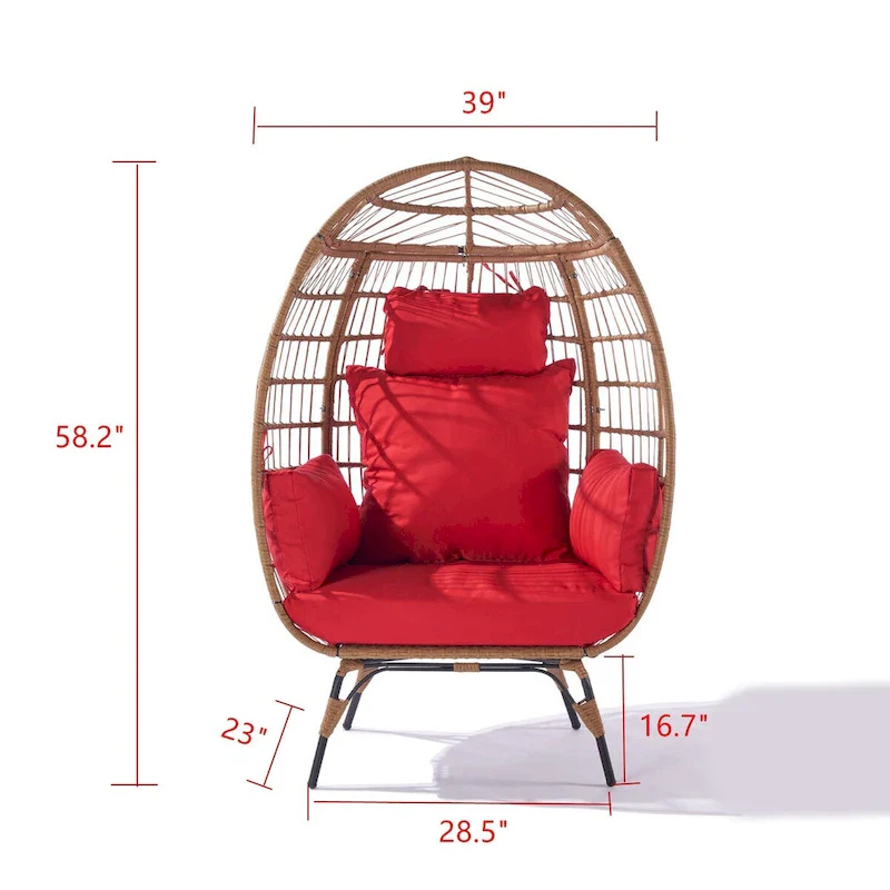 Steel Frame Wicker Egg Chair Max 440lb Capacity