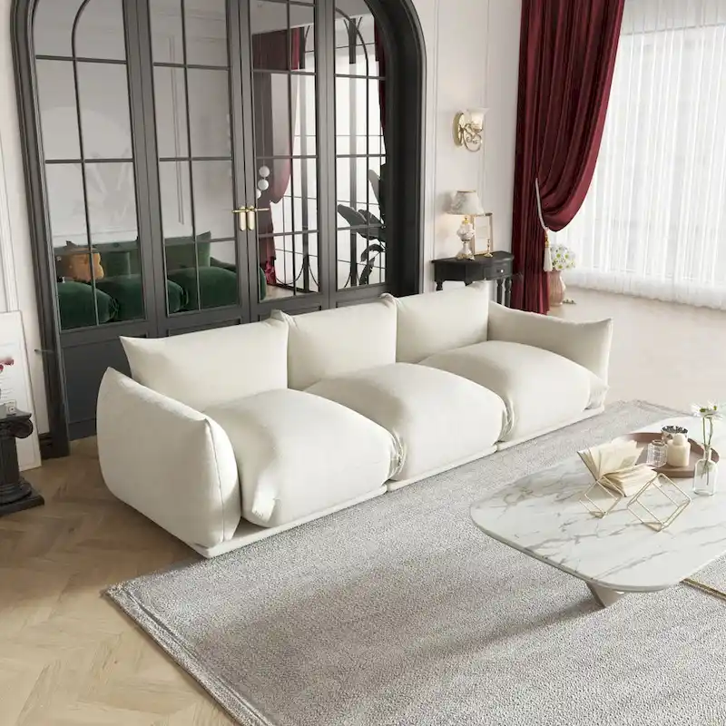 Modern Comfy 3 Seater Couch, Chenille Sectional Sofa 3 Seats Modular Couches with Thick Cushion