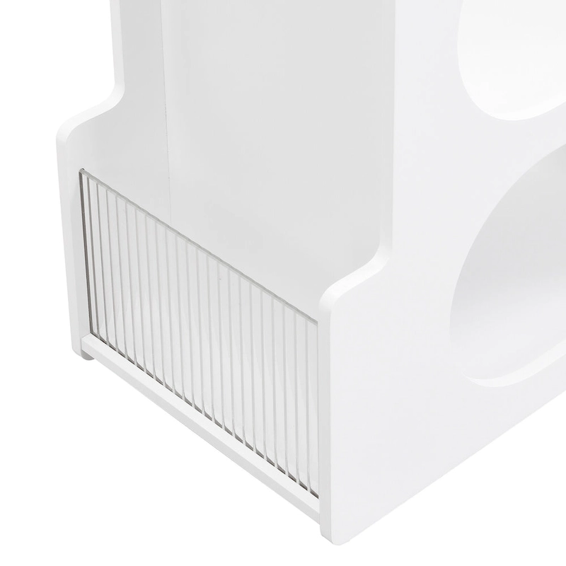 31.5 Modern Mobile End Table with 5mm Thick Fluted Tempered Glass, Lockable Wheels and Golden Round Rod