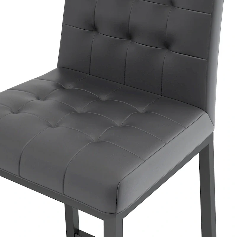 Modern High Bar Stools Set of 2, Kitchen Stool Island with PU Backrest, Gaming Chair with Metal Legs and Footstool