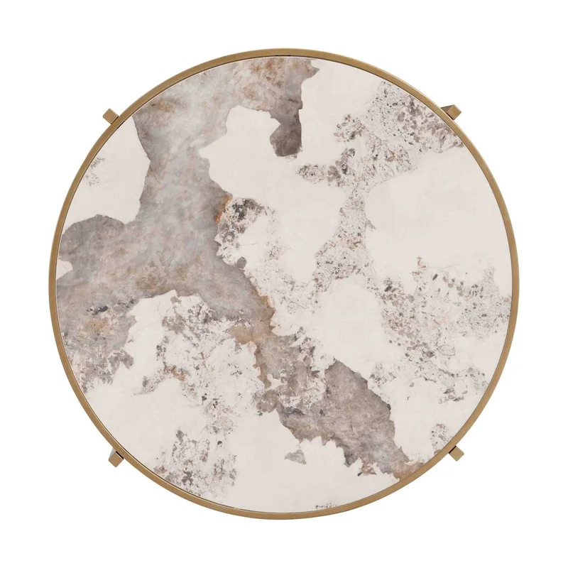 Modern Coffee Table With Sintered Stone Top and Sturdy Metal Frame