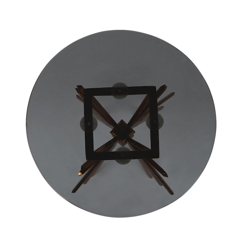 Helios Modern Glam Handcrafted Sunburst Accent Table with Tempered Glass Top by Christopher Knight Home