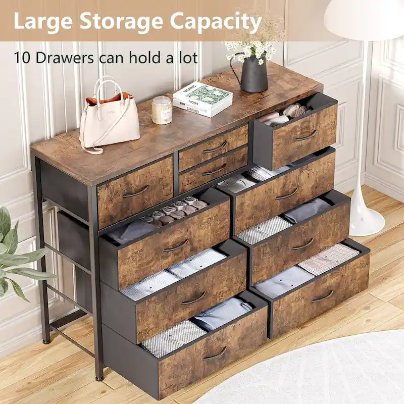 10-Drawer Dresser with TV Stand Top