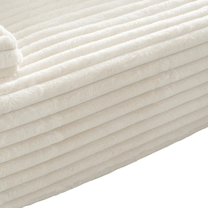 110 Faux Fur Cloud 3-Seater sat L-Shaped Sectional Sofa with Two Included Throw Pillows