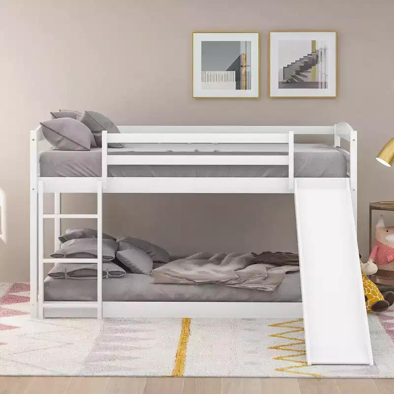 Whisen Twin over Twin Bunk Bed with Convertible Slide and Ladder