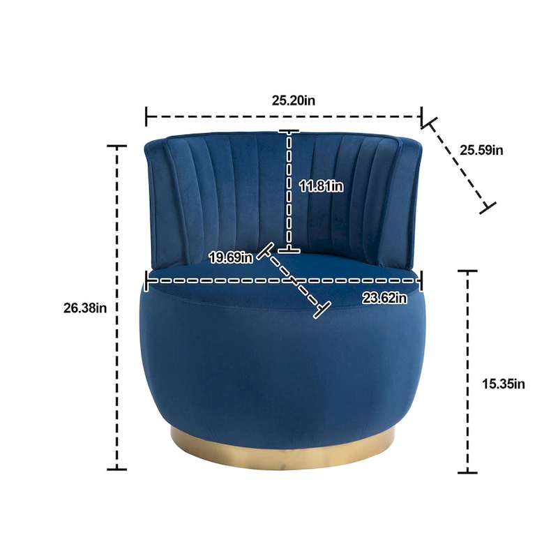 HOMEFUN Velvet Upholstered 360 Degree Swivel Armless Round Barrel Chairs