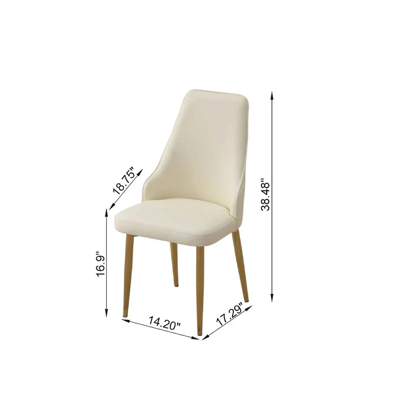 White PU Leather Dining Chairs - 2-Piece Set Metal Legs