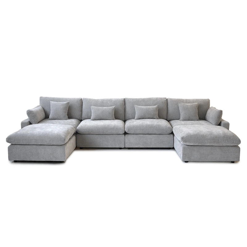 156 Convertible Modular Sectional Sofa Couch, Modern U Shape Minimalism Sofas Couches with Pillows