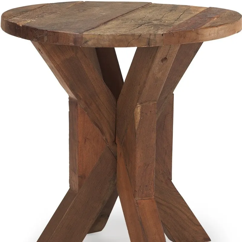 HomeRoots 26 Brown Distressed Reclaimed Wood End Table - 25.75' X '26' X '25.75