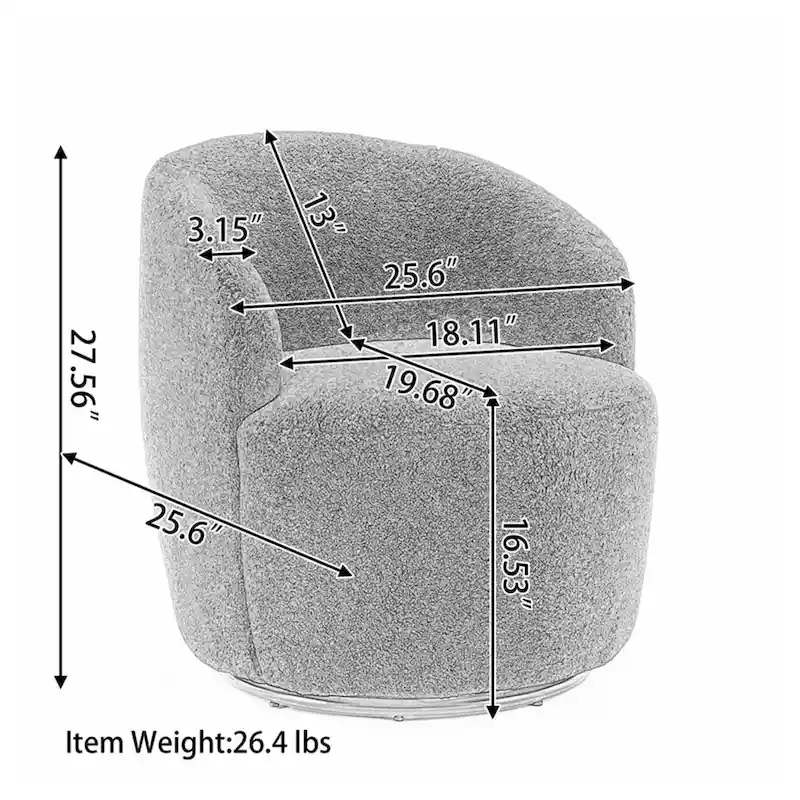 Velvet Fabric Swivel Accent Armchair Barrel Chair With Powder Coating Metal Ring