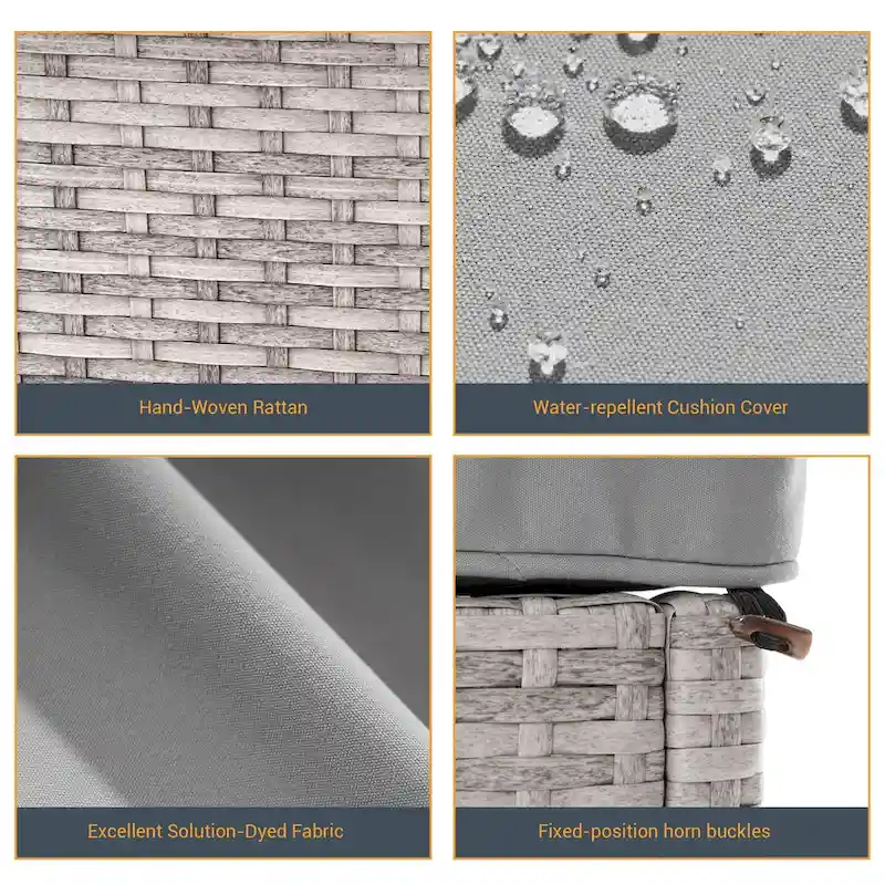 LIVOOSUN Patio Chair Rattan Single Lounge Water-Repellent Cushion