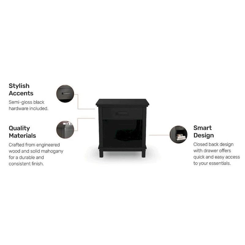 Black Wood Nightstand